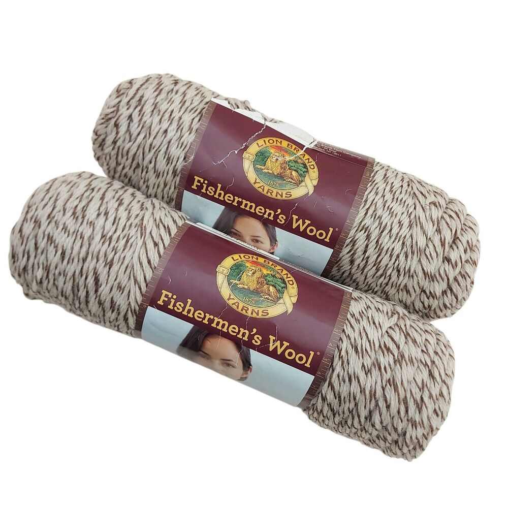 Lion Brand Yarns Set of 2 Oak Tweed Fishermen's 100% Pure Virgin Wool